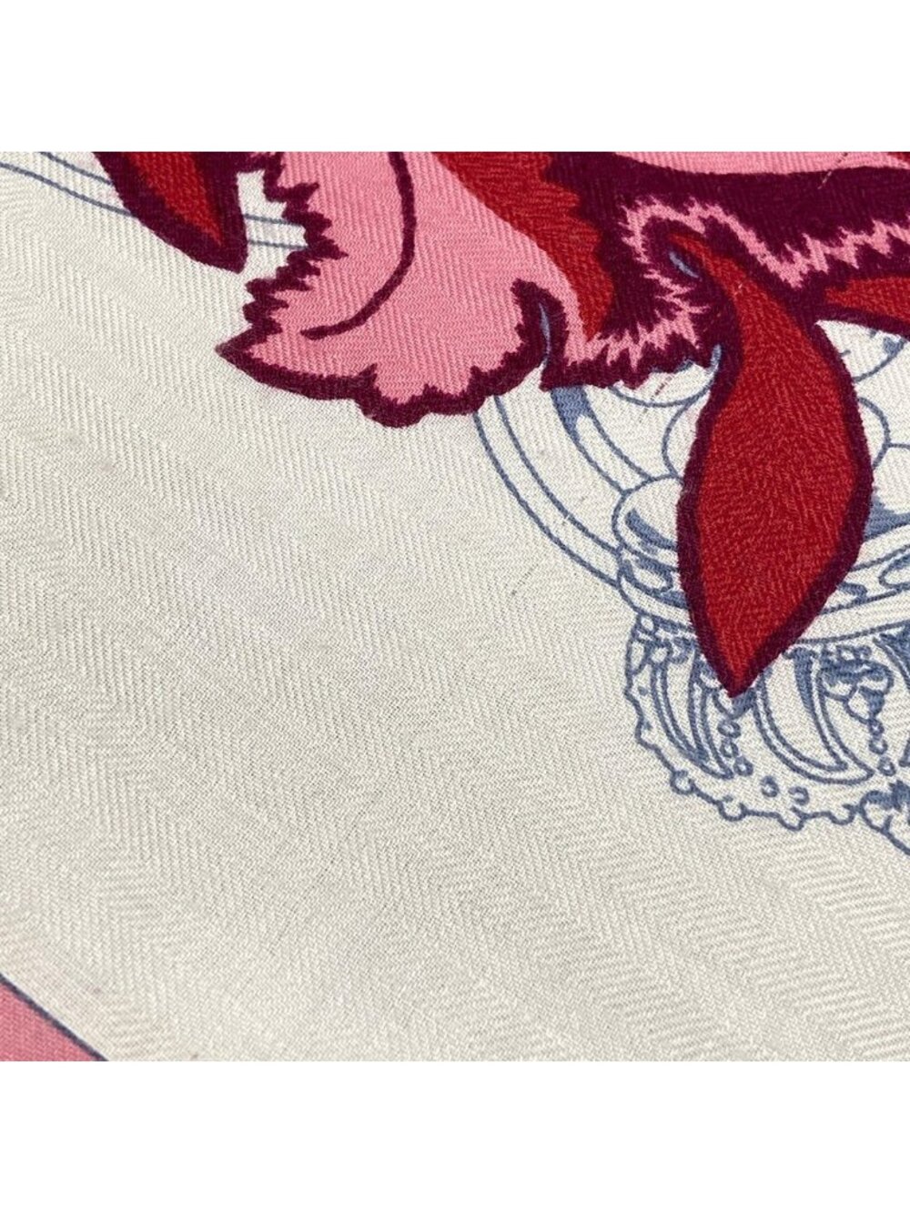 Hermes Shawl Carre 140 Ivory Navy Multi Cavalcadour Floral Pattern Cashmere - Picture 3 of 9
